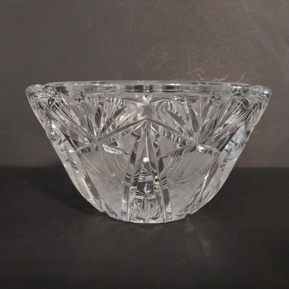 Vintage Cut Crystal Ornate Clear Glass Ashtray Heavy - Picture 4 of 8